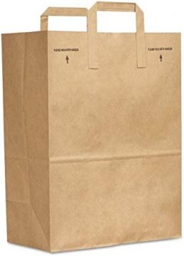 MULMEHË® Retail Grocery Bags with Handles, Brown Kraft Paper, 12